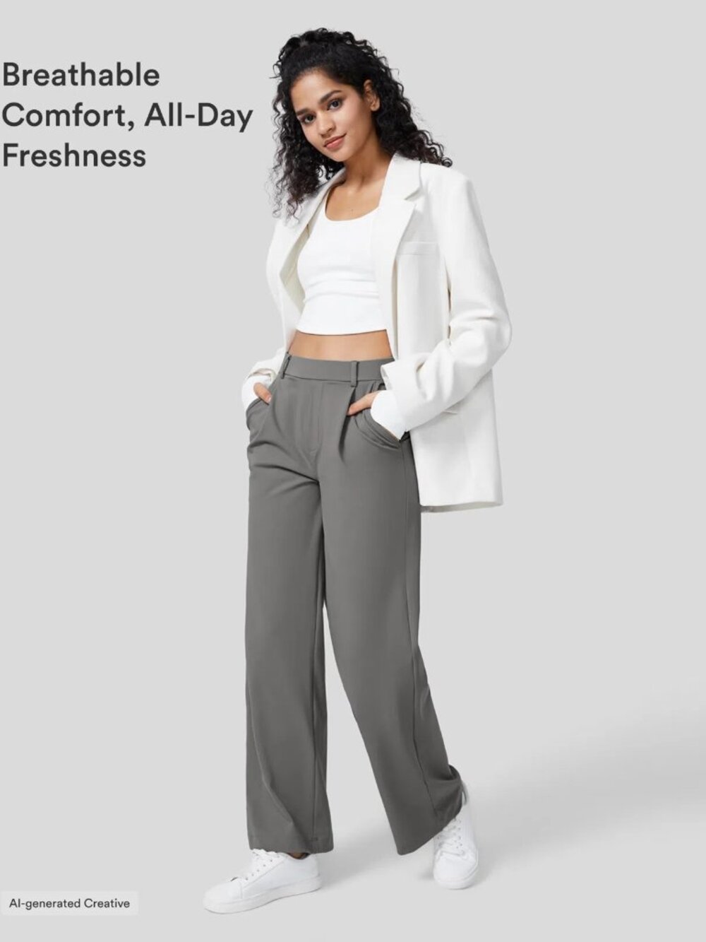 XL Petite Gray Halara Flex DayStretch High Waisted Straight Leg Work Pants